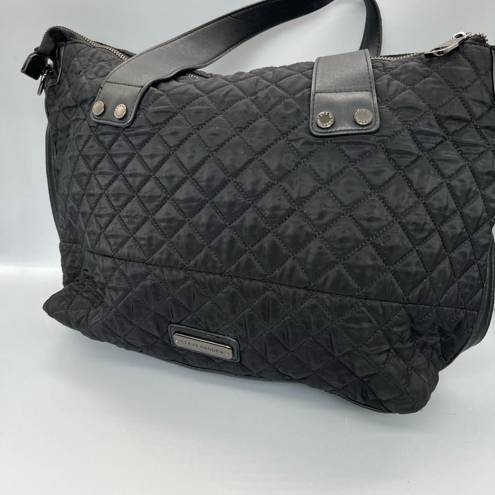 Steve Madden Quilted Black Tote with Top Handles